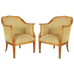 Pair of Swedish Biedermeier Birch Bergere Armchairs 11