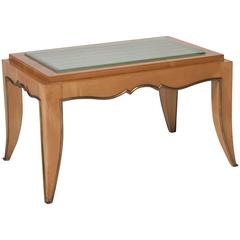 Arbus Style Sycamore and Glass End Table, French, 1940s 8