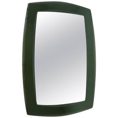 Large Grey/Green Cristal Art Faceted Modernist Wall Mirror, Italy, 1960s
