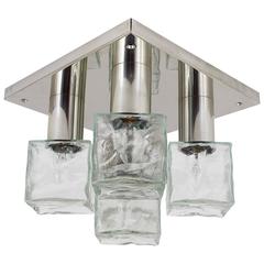 Square Kalmar Flush Mount Chandelier with Five Ice Glass Cubes, Austria, 1960 12
