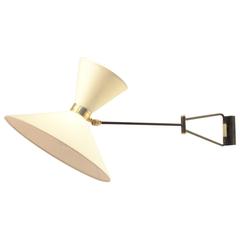 Extra-Large Mid-Century French Design, Brass Articulated Wall Arm by Lunel