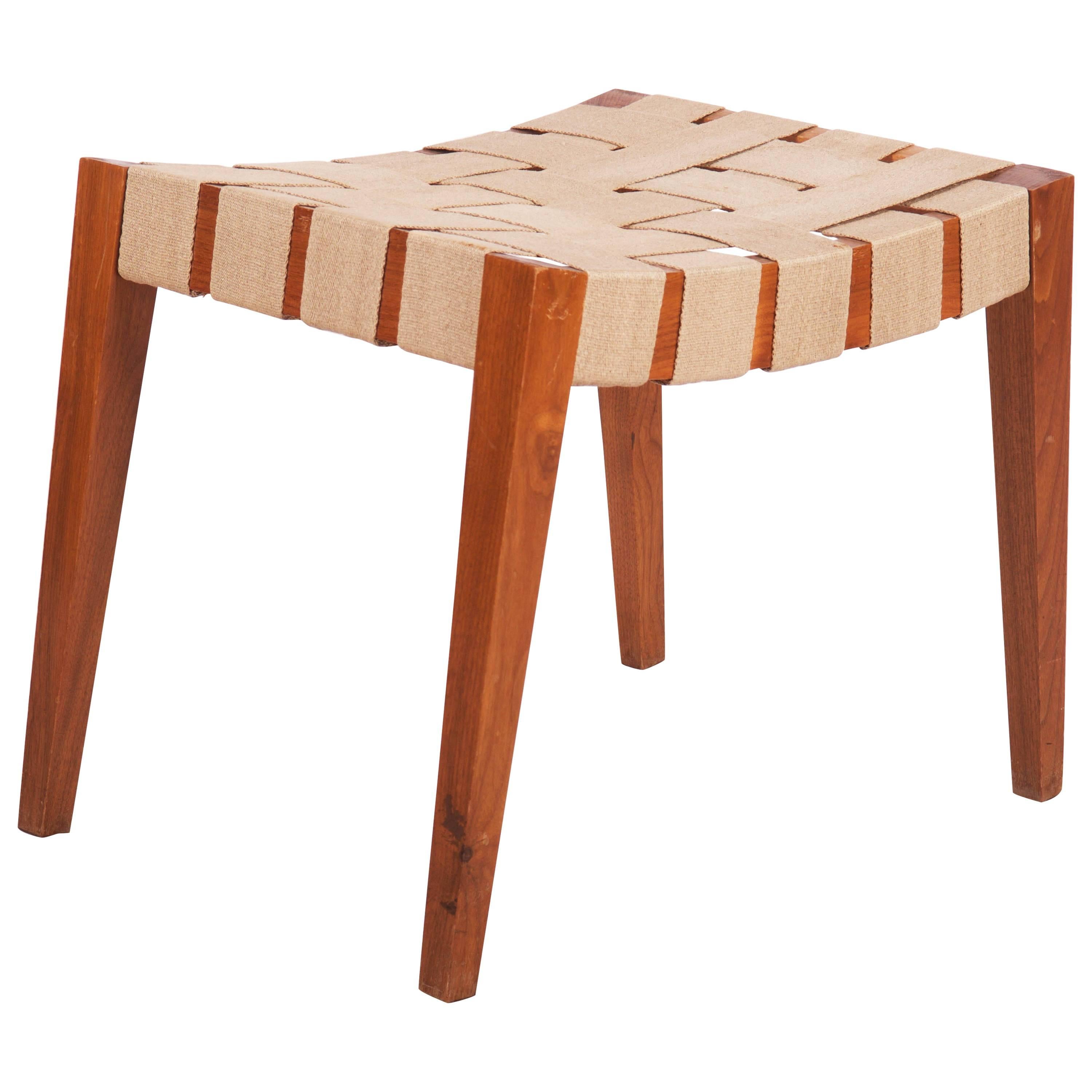 Wooden Stool with Jute Belts For Sale