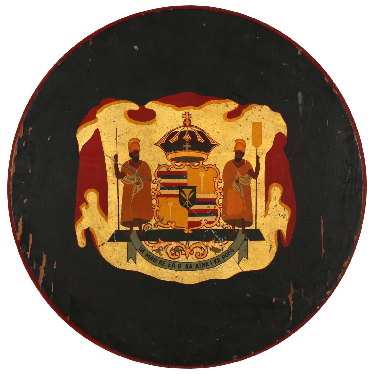 Hawaii Royal Crest Plaque, All Original Rare Collectible, circa 1890s-1920s For Sale
