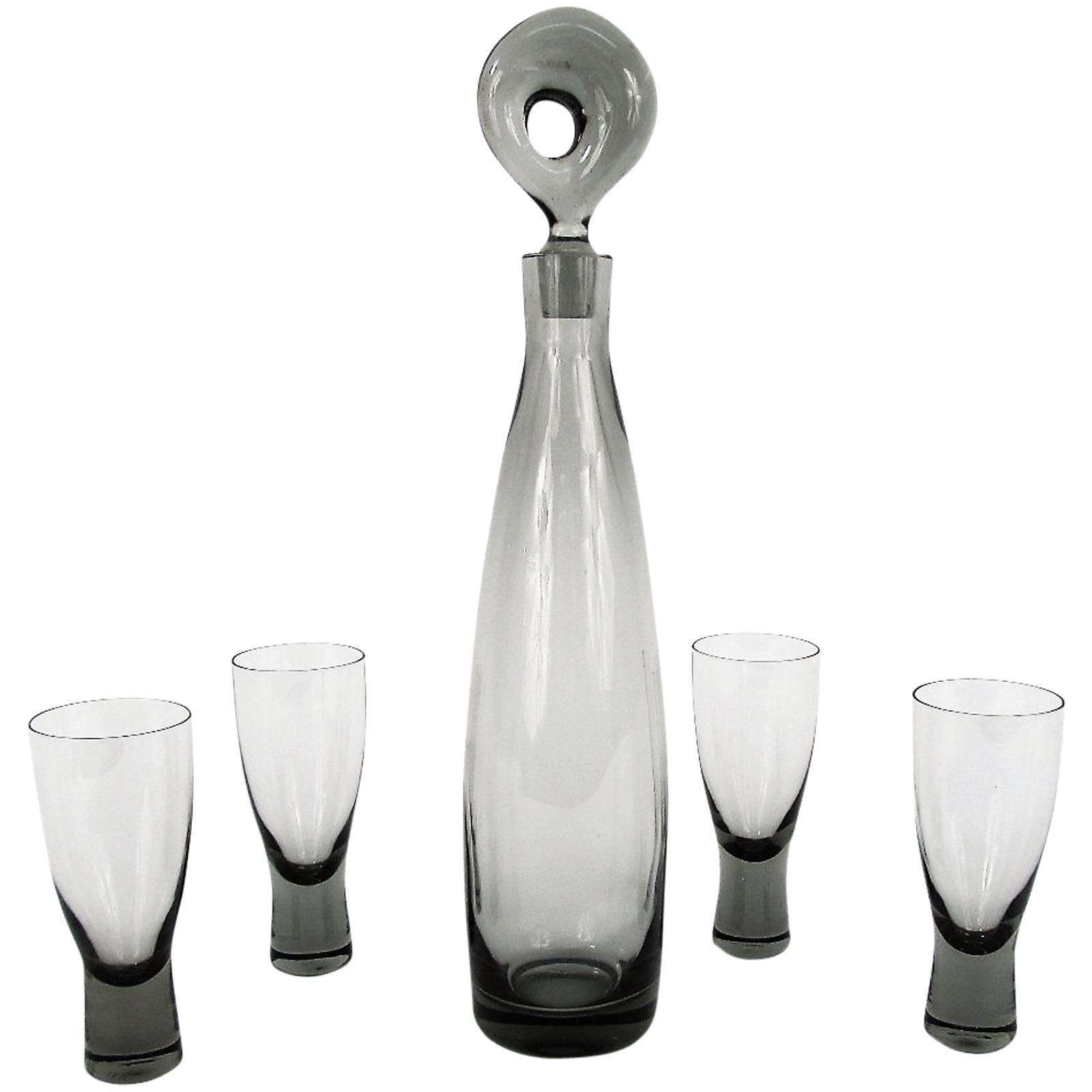 Five-Piece Holmegaard Per Lutkin Designed Decanter Set For Sale