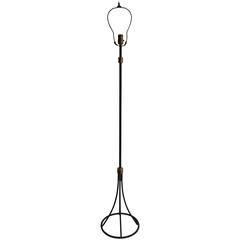 French Modernist Wire Iron and Brass Floor Lamp, 1940s 6