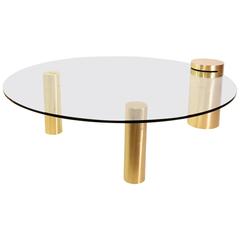 Brushed Brass and Glass Cocktail Table by Pace Collection