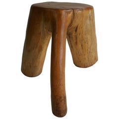 Organic Free-Form Solid Burl Wood Stool /Stump