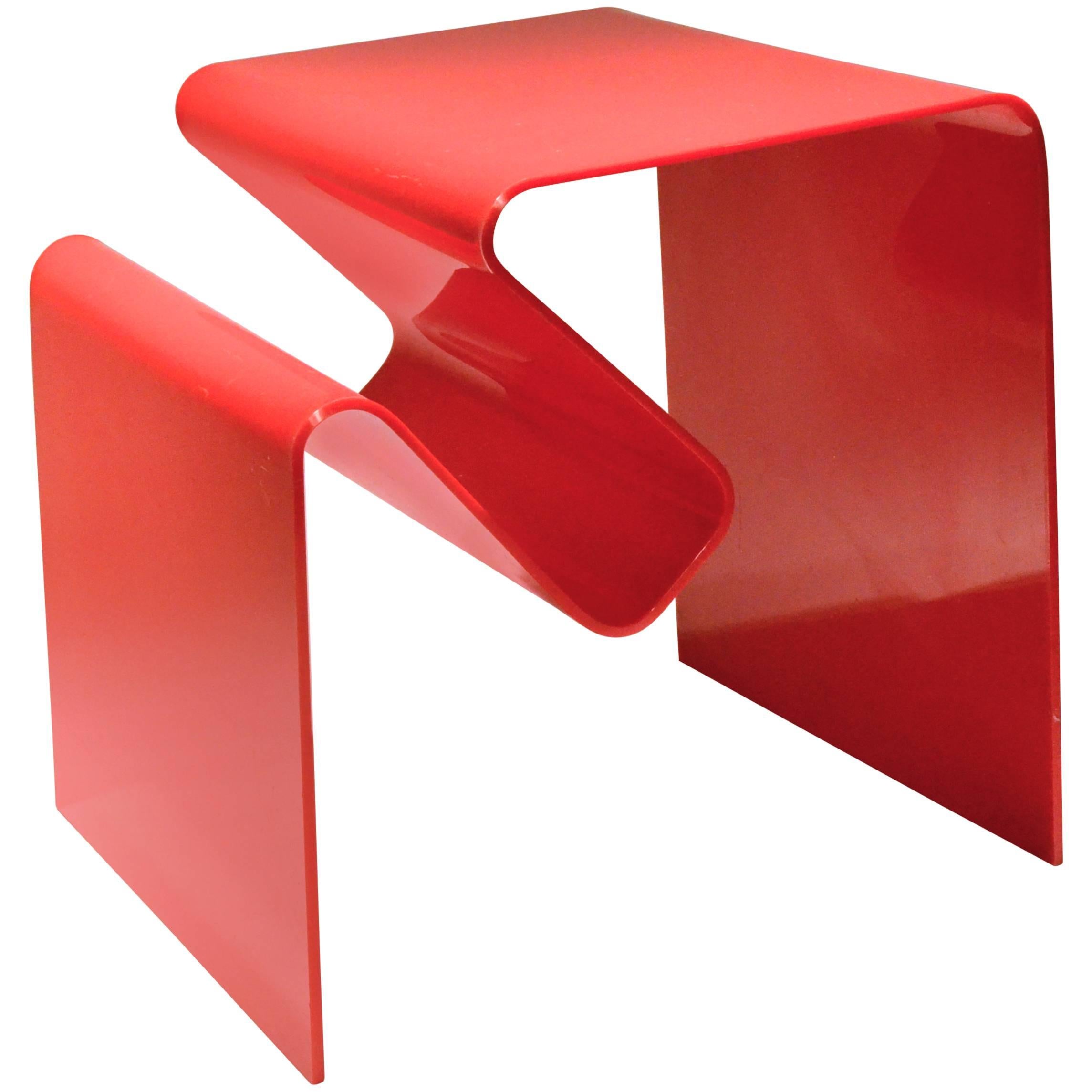 Andrew Ivar Morrison for Stendig Op-Art Red Acrylic Magazine Side Table c. 1970