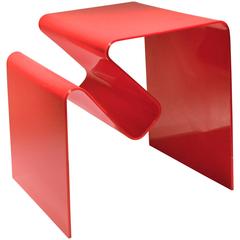 Mid-Century Modern Neal Small Op-Art Red Perspex Lucite Magazine Side Table 8