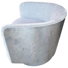 Milo Baughman Barrel Back Stainless Steel Swivel, Armchair/Club 1