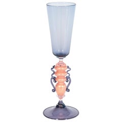 Gobelet en verre de Murano des années 1970, violet clair avec des accents de rose et d'or