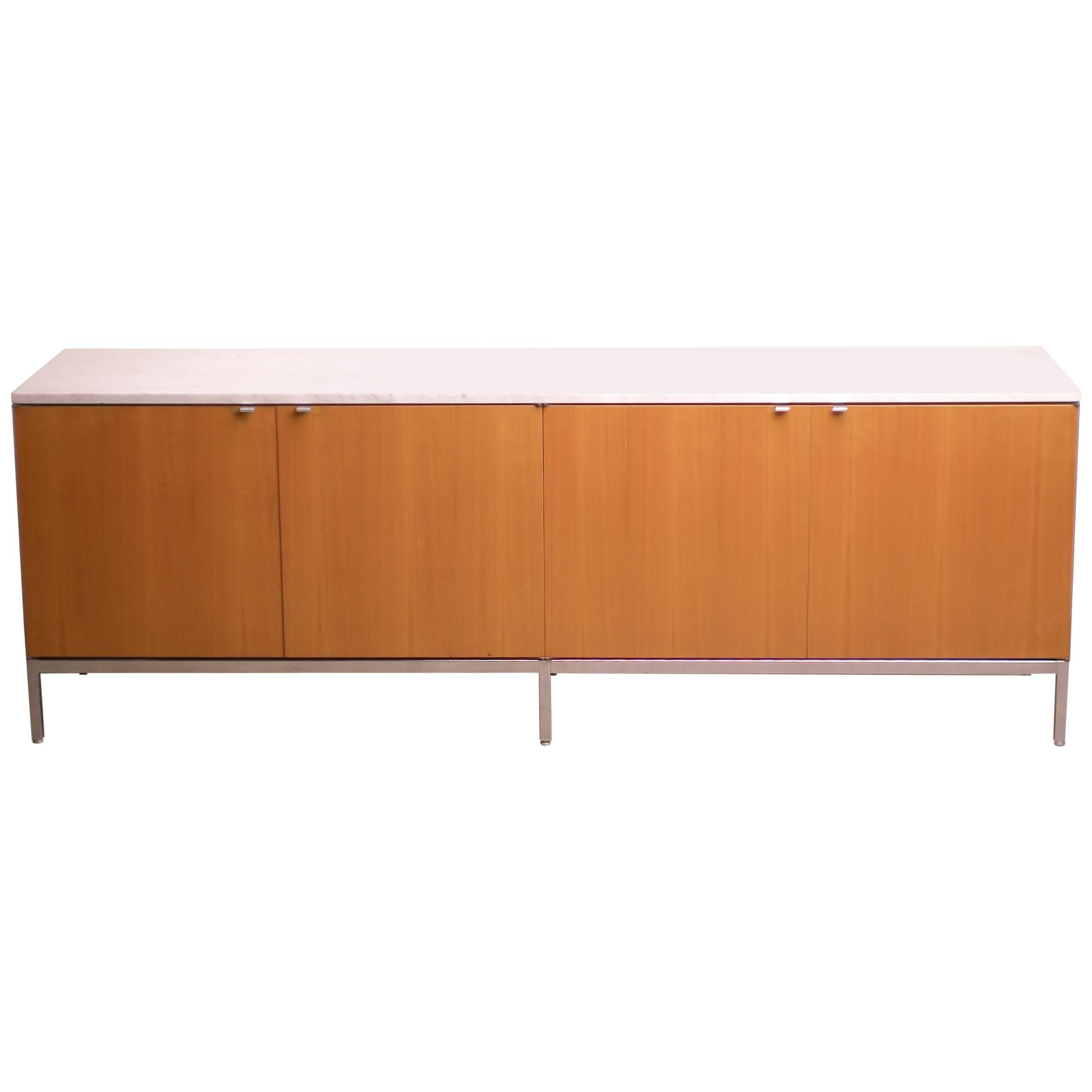 Florence Knoll European Walnut Sideboard with Carrara Marble Top