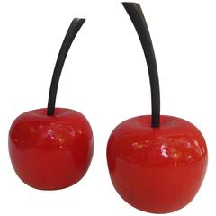 Pair of Porcelain and Brass Cherries, France, 1970