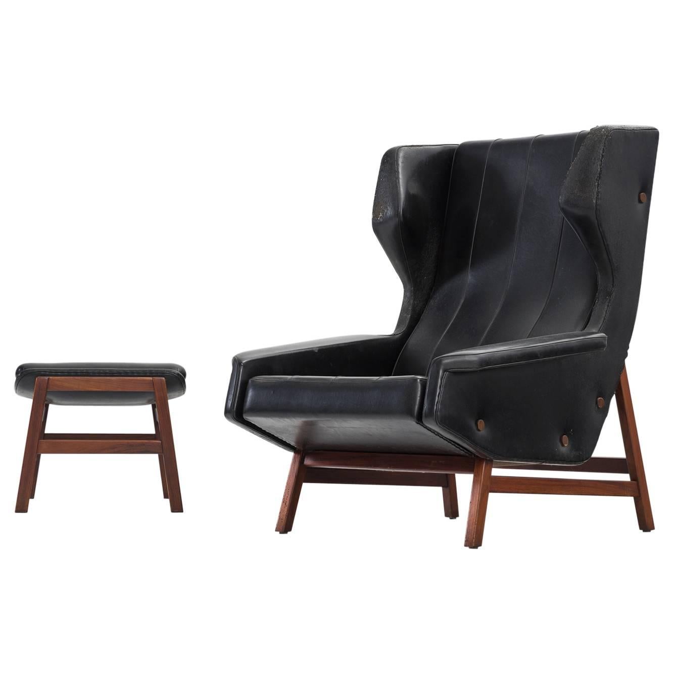 Gianfranco Frattini, model 877, made by Cassina 1959 Lounge Chair and Ottoman