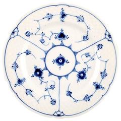 B & G, Bing & Grondahl Blue Fluted Four Dinner Plates in Porcelain