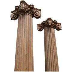 Pair of Georgian Carved Pine Ionic Order Fluted Columns