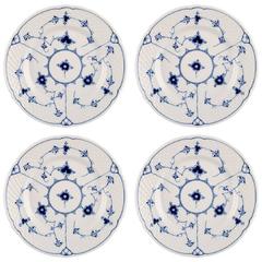 B & G, Bing & Grondahl Blue Fluted, Four Lunch Plates