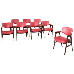 Set of Eight Reupholstered Armchairs in Rosewood 1