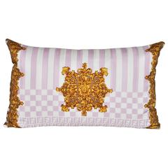 Vintage Fendi Pink Gold Scarf with Irish Linen Cushion Pillow