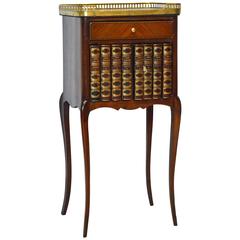 Antique Unique Library Themed Mid-19th Century French Rosewood Marble Top Petite Commode