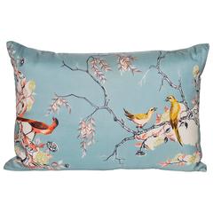 Rare Vintage Liberty of London Silk Scarf with Birds Irish Linen Cushion Pillow 3