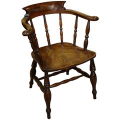 Antique Beechwood Smokers Bow Armchair