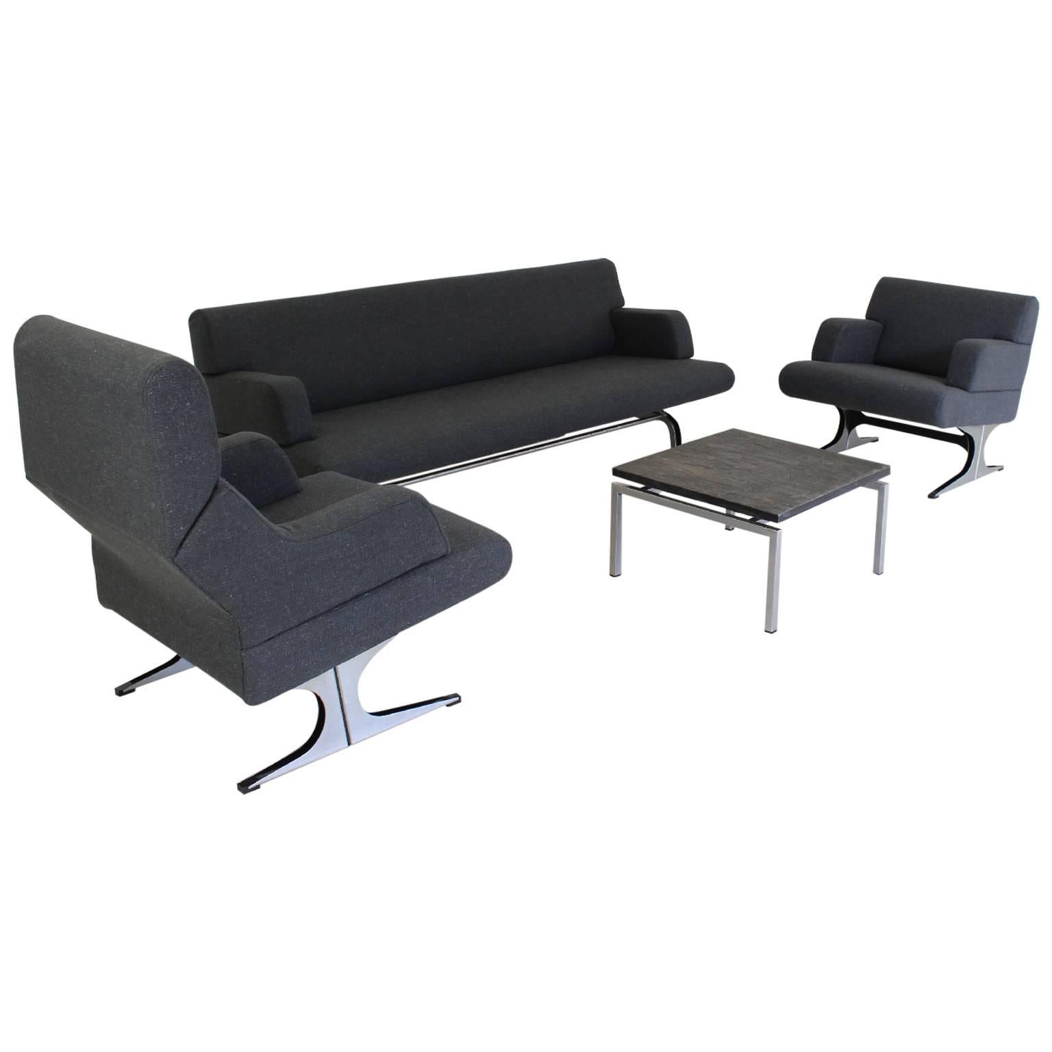 Dutch Design Lounge Living Room Set with Sit Sleep Couch by Martin Visser For Sale
