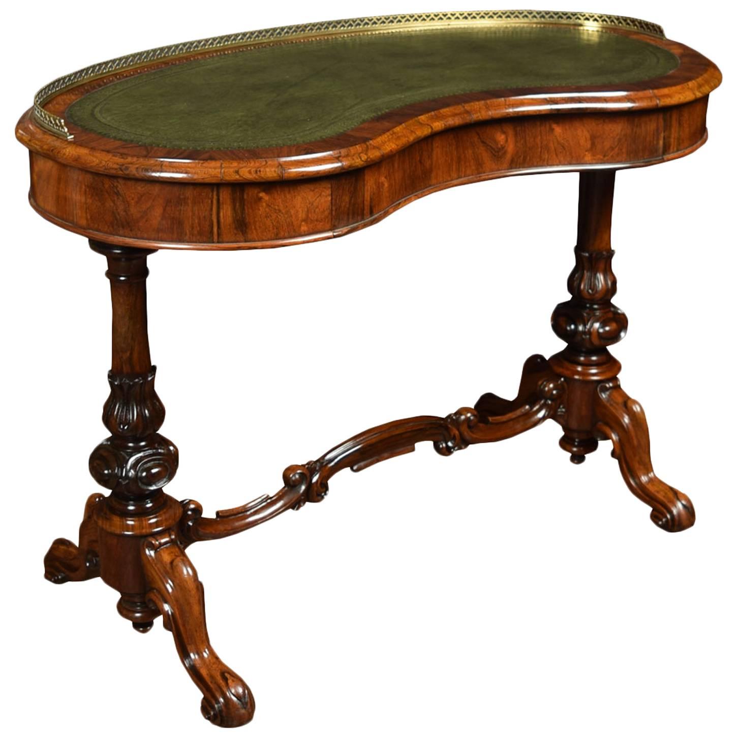 Early Victorian Lady’s Rosewood Kidney-Shaped Writing Table