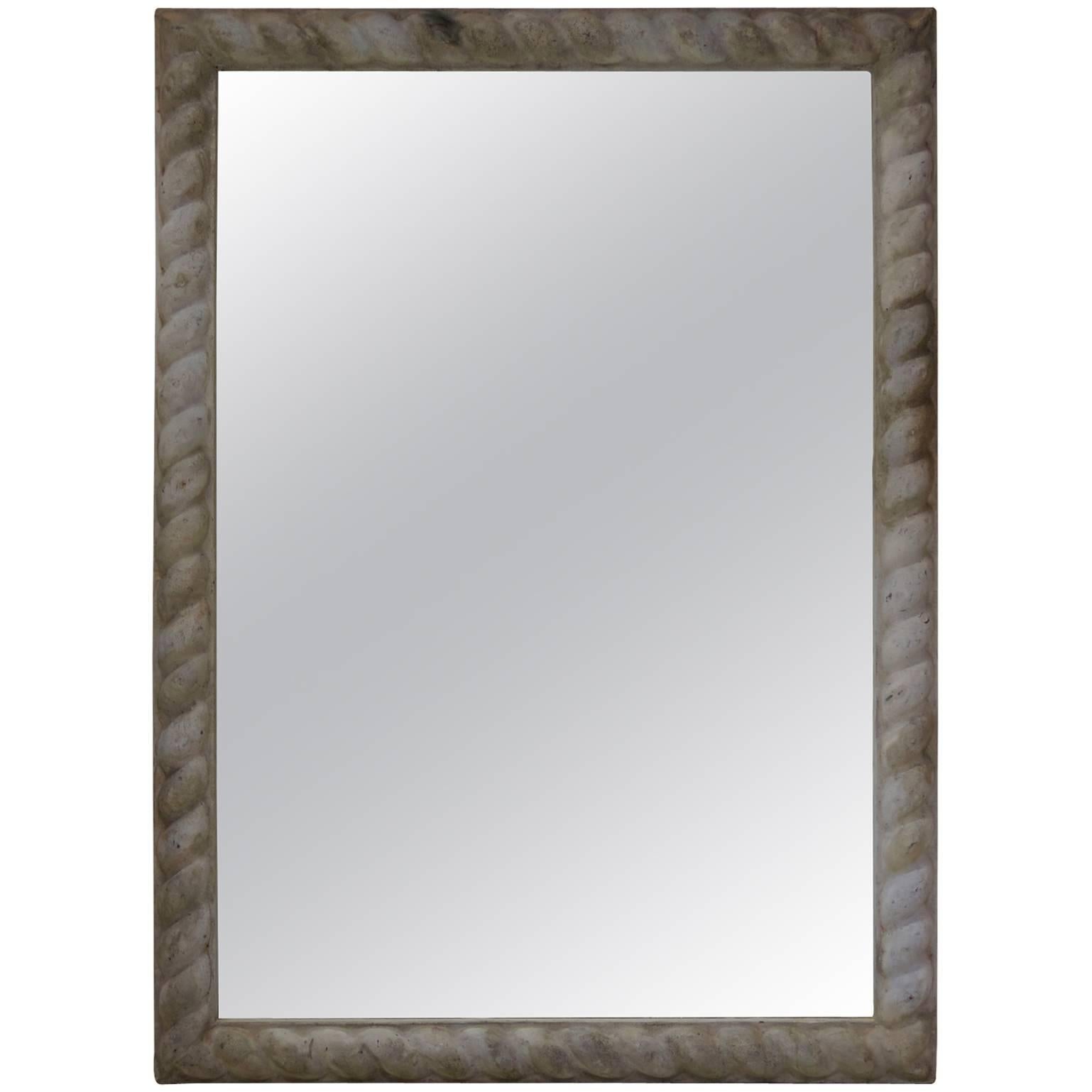 Large French Antique Zinc Frame with Mirror For Sale