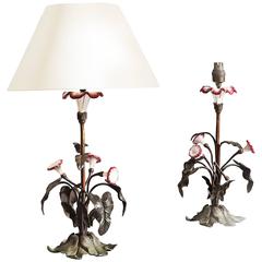 Pair of Antique Art Nouveau Bronze and Ceramic Table Lamps Pair of Antique Art Nouveau Bronze and Ceramic Table Lamps