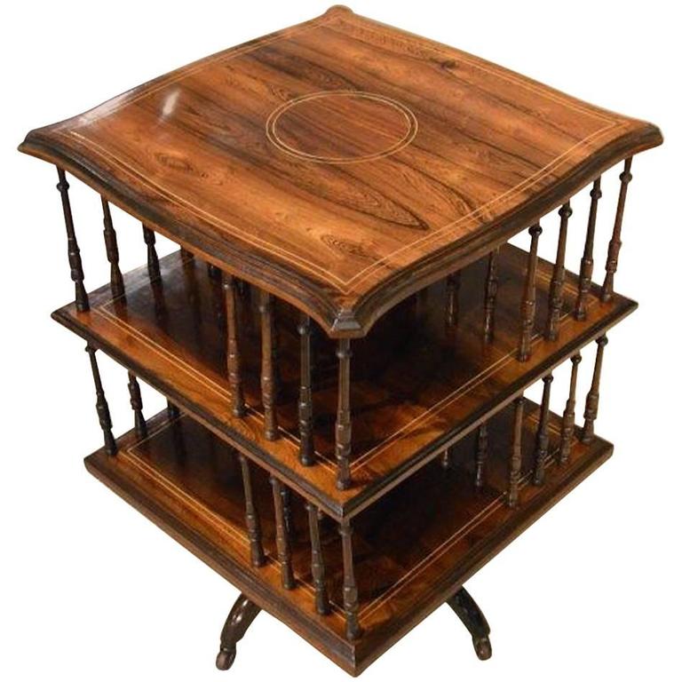 Rosewood Edwardian Period Antique Revolving Bookcase at 1stdibs