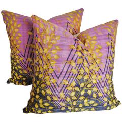 Pair of Finely Stitched Custom Kantha Pillows, India 3