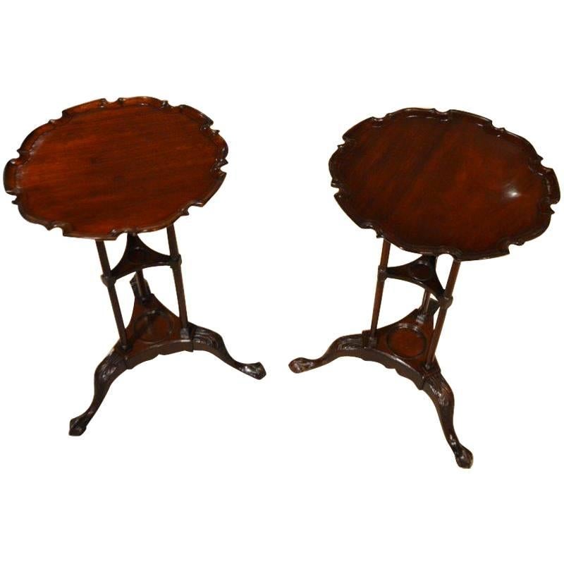 Fine Pair of Mahogany Edwardian Period Chippendale Style Wine Tables