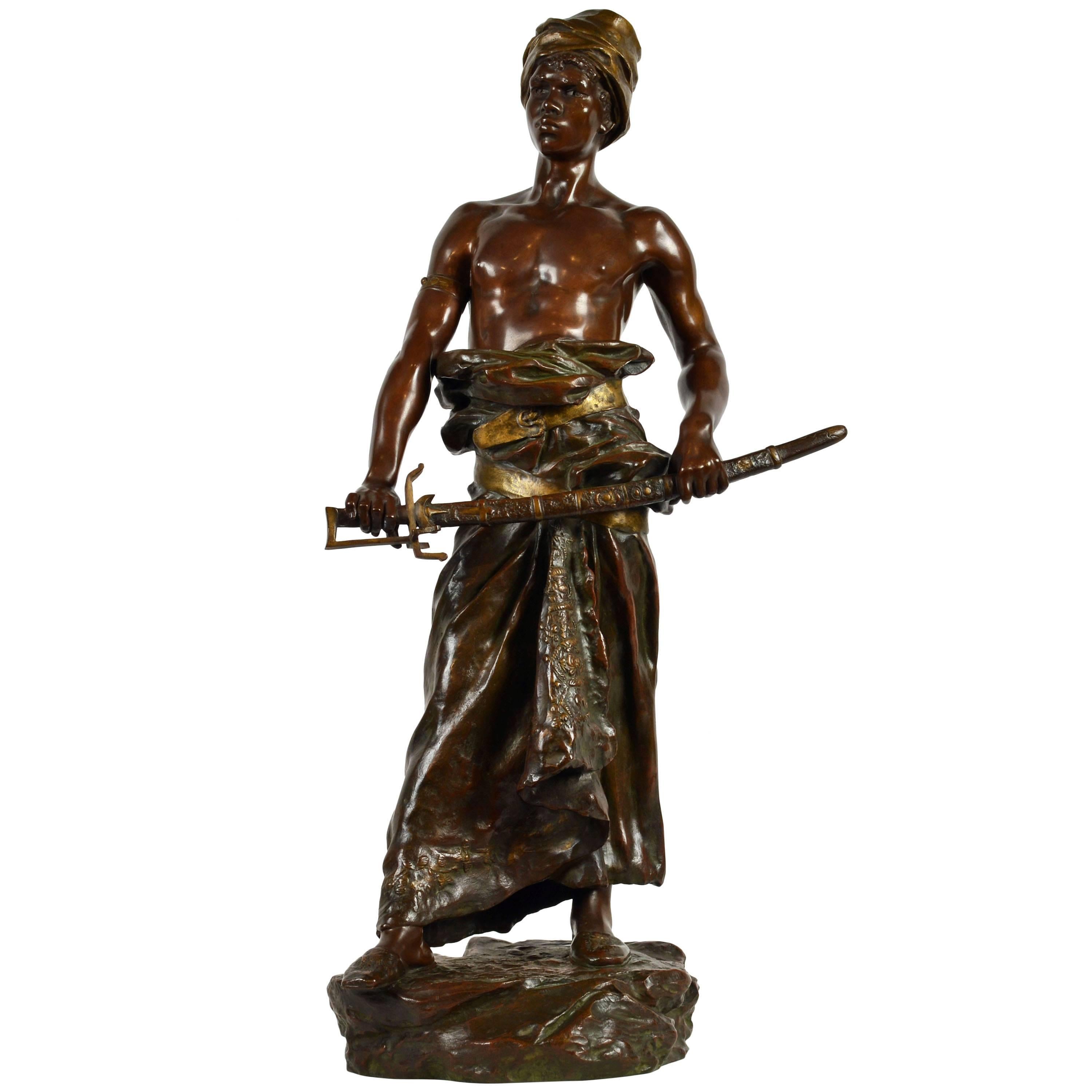 Young Arab with His Sword, Bronze Statue by Clement L. Steiner at