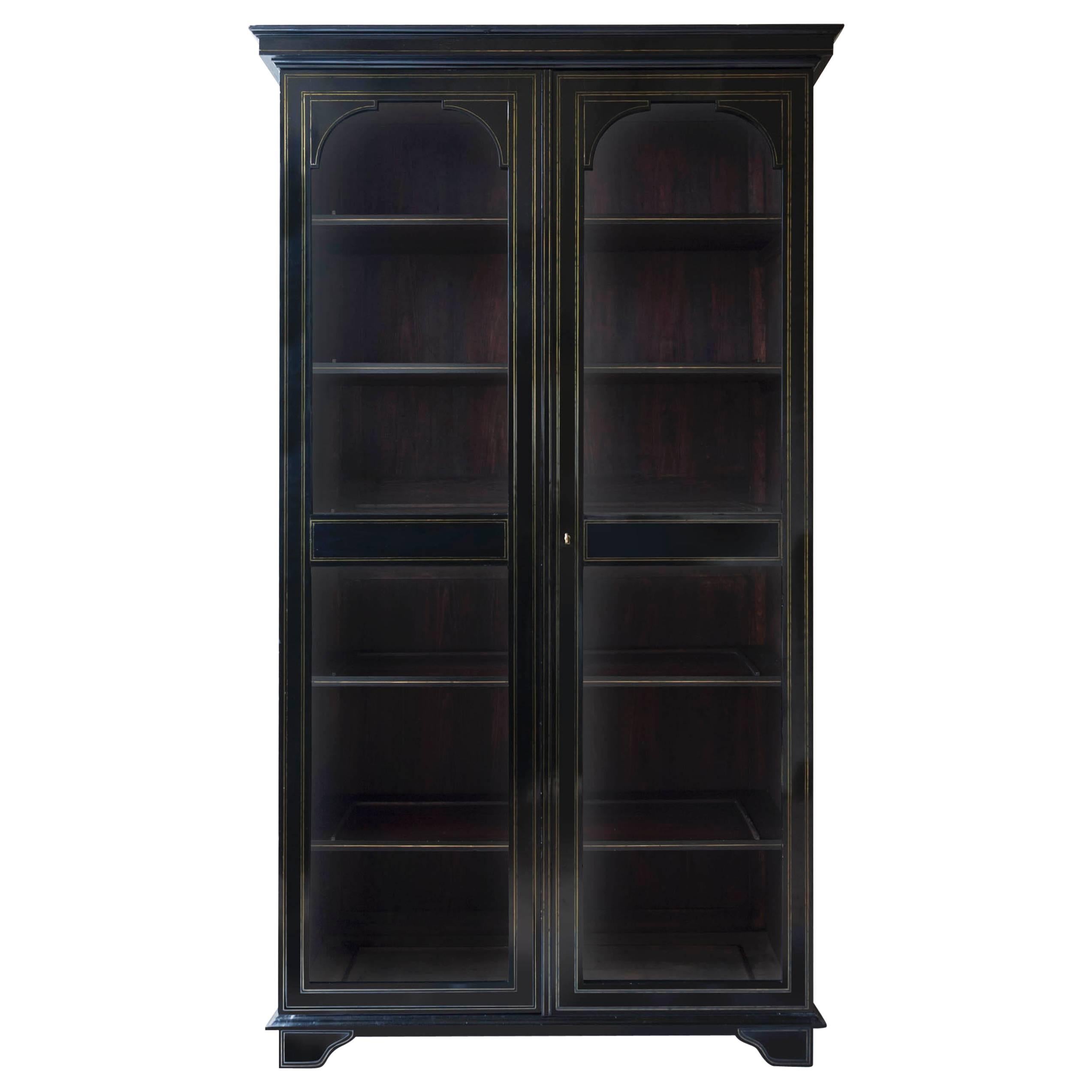 Napoleon III 19th Century Black Lacquered Bookcase