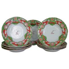 Set of Nine Mason's Armorial Ironstone Soup Plates 1