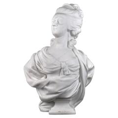 Large French Late 19th Century Marble Bust of French Queen Marie Antoinette