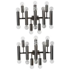Pair of Italian Black Nickel-Plated Sconces 5