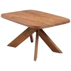 Pierre Chapo T35B Small Dining Table With Unique Natural Aged Patina