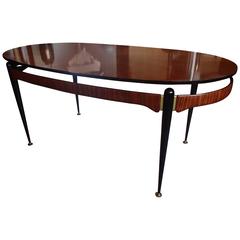 Italian Mid-Century Dining Table Rosewood Brass Black Legs 2
