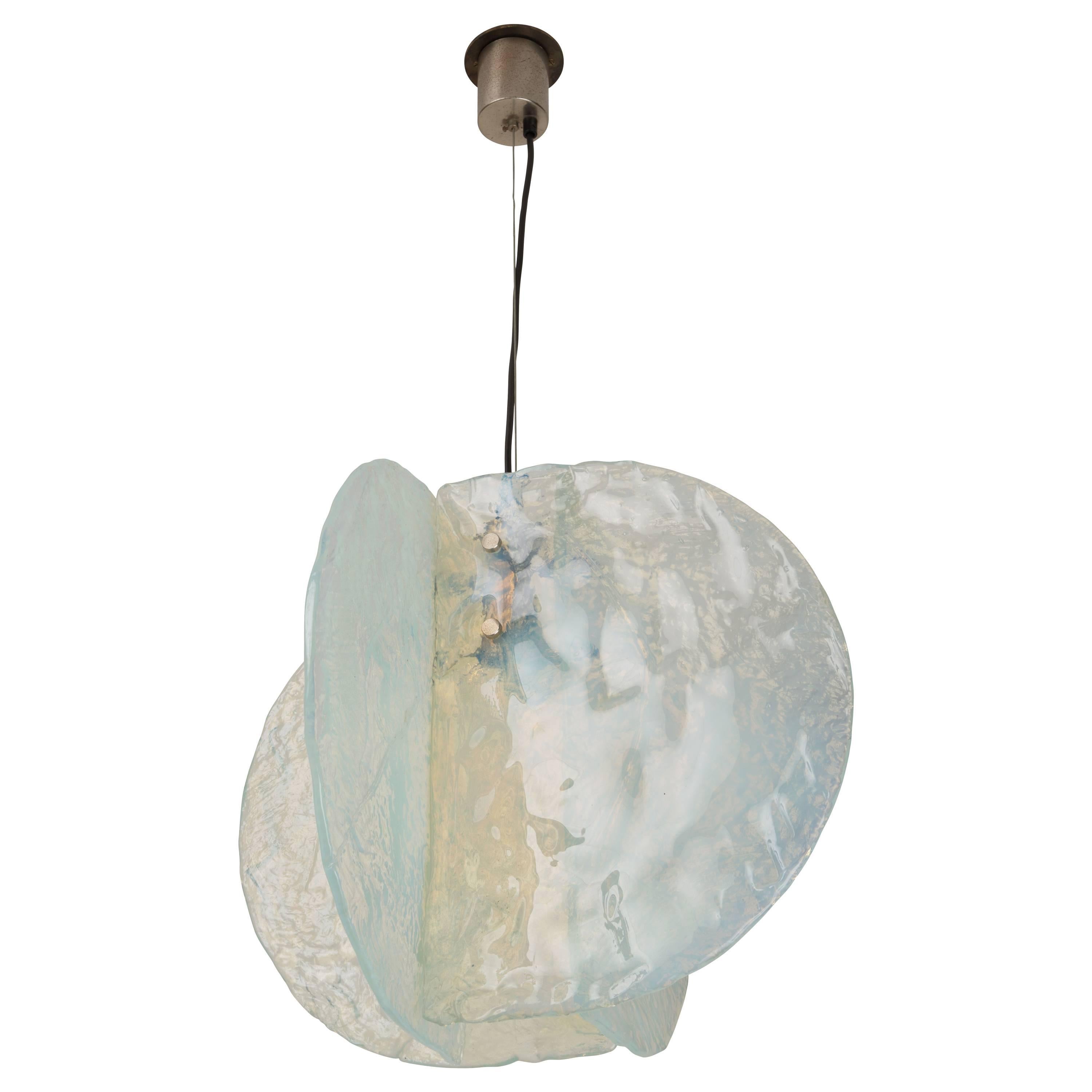 Large Textured Glass Pendant by Carlo Nason for Mazzega