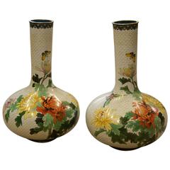 Pair of Chinese Cloisanne Enamel Vases