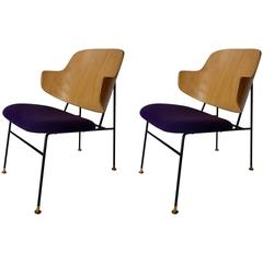 Vibrant Purple Pair of Ib-Kofoed Larsen 'Penguin' Chairs