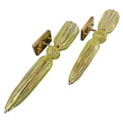 Pair of Murano Green Torch Form Sconces