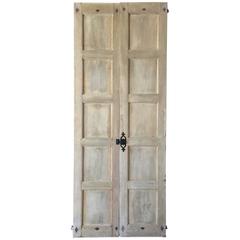 Antique Pair of Tall Walnut Doors with Original Hardware and Paneling