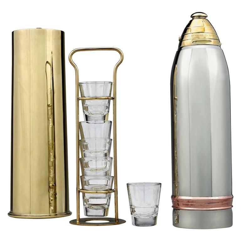 Artillery Shell Cocktail Shaker by Gorham at 1stDibs | cannon cocktail  shaker, 18 pounder shell for sale, artillery shell water bottle