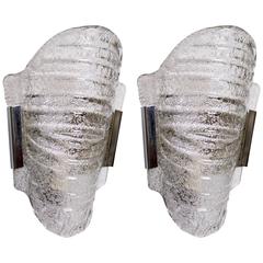 Pair of Clear Murano Sconces, 1970s Pair of Clear Murano Sconces, 1970s