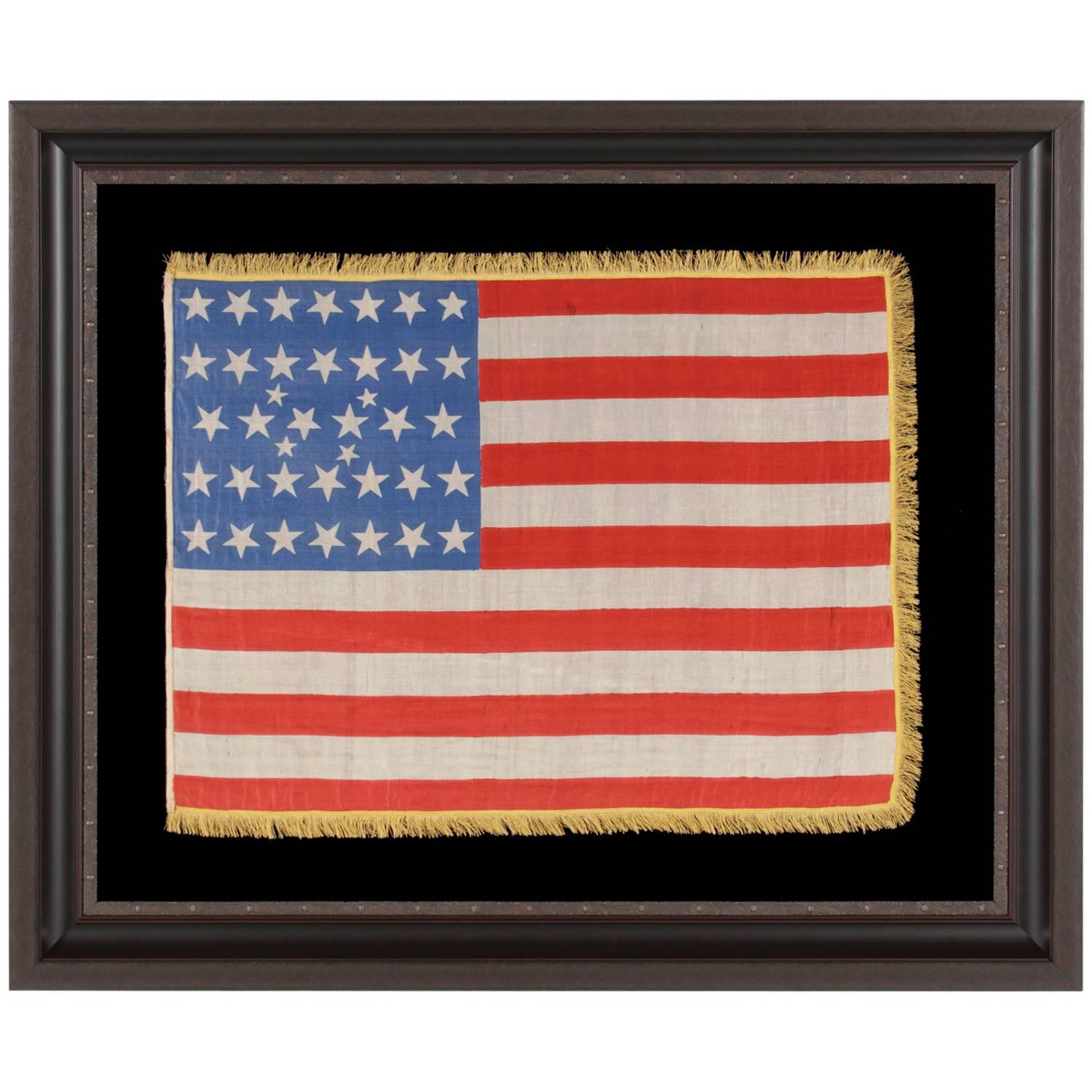 38 Star Flag with Stars in an Extremely Rare Lineal Configuration
