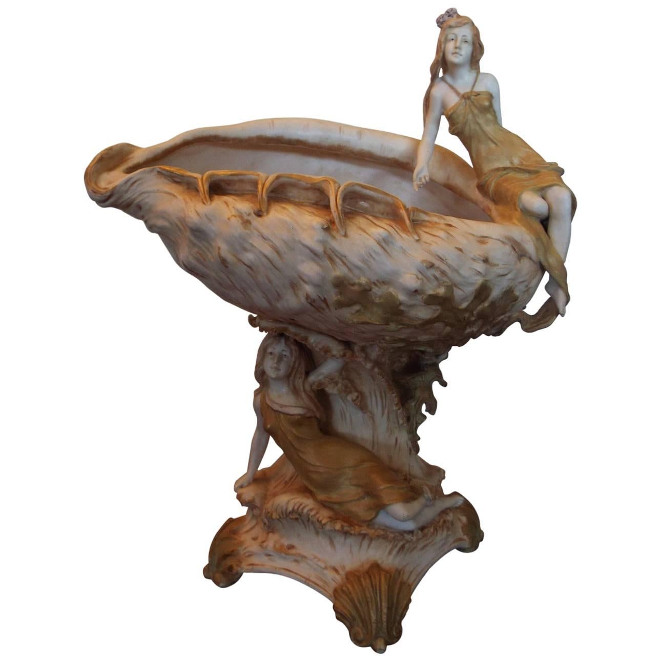 Art Nouveau Amphora Figurative Vase Center Bowl