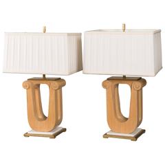 Pair of Art Deco Cerused Oak Table Lamps 5